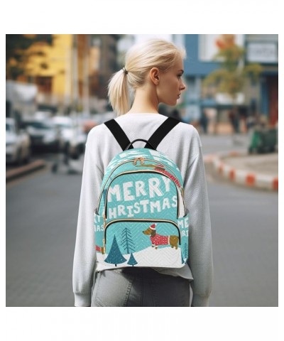 Pine Tree Dog Merry Christmas Women Backpack Purse Ladies Fashion Shoulder Bag Daypack Travel Bag 10L Medium $15.40 Backpacks