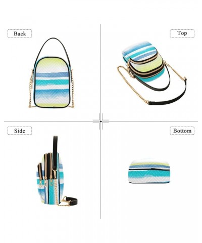 Women's Crossbody Bag, Blue Stripe Three Zipper Design Handbag Shoulder Bag Wallet Color127 $15.07 Crossbody Bags