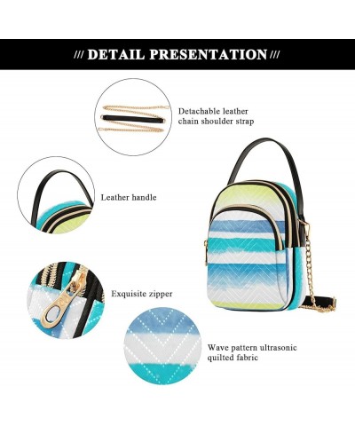 Women's Crossbody Bag, Blue Stripe Three Zipper Design Handbag Shoulder Bag Wallet Color127 $15.07 Crossbody Bags