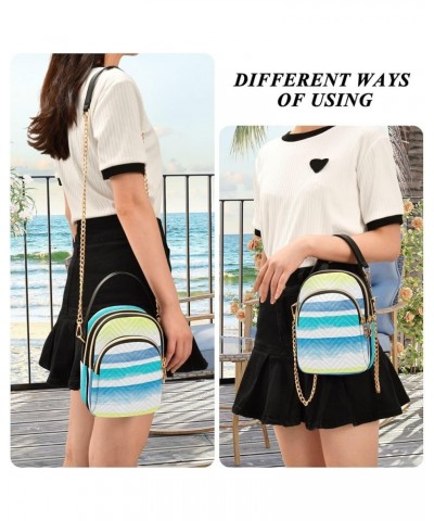 Women's Crossbody Bag, Blue Stripe Three Zipper Design Handbag Shoulder Bag Wallet Color127 $15.07 Crossbody Bags