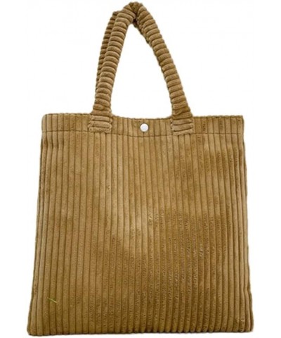 Female Retro Corduroy Shoulder Bag Fashion Shopper Large Capacity Clutch 39x38x2cm Khaki $25.90 Totes