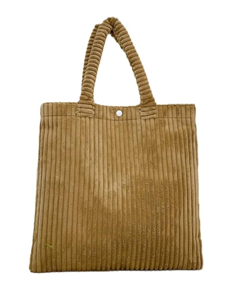 Female Retro Corduroy Shoulder Bag Fashion Shopper Large Capacity Clutch 39x38x2cm Khaki $25.90 Totes