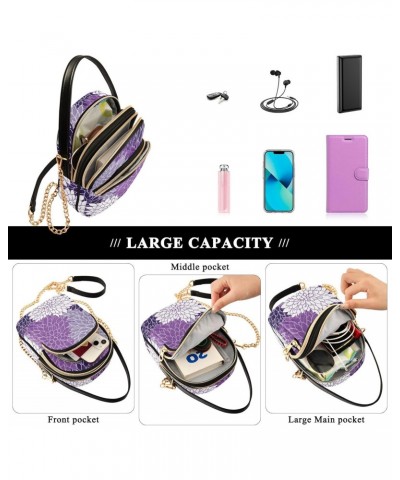 Flowers Floral Purple White Crossbody Bag for Women Cell Phone Purse Wallet with Removable Chain Shoulder Handbag for Work Ph...