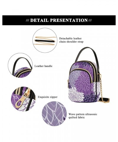 Flowers Floral Purple White Crossbody Bag for Women Cell Phone Purse Wallet with Removable Chain Shoulder Handbag for Work Ph...