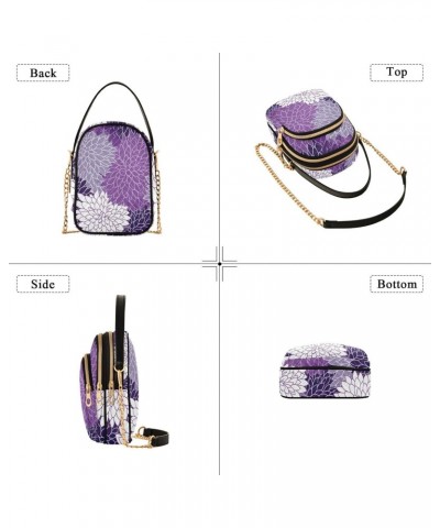 Flowers Floral Purple White Crossbody Bag for Women Cell Phone Purse Wallet with Removable Chain Shoulder Handbag for Work Ph...