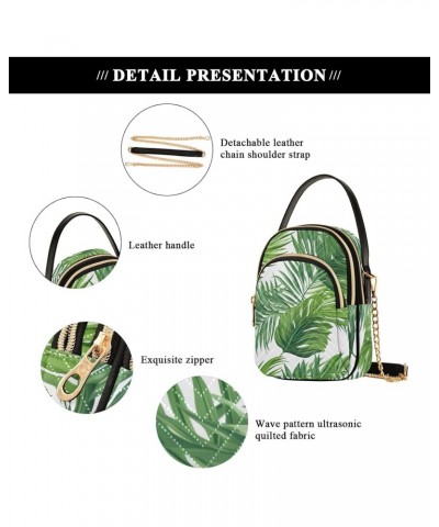 Green Leave Leaf Crossbody Bag for Women Cell Phone Purse Wallet with Removable Chain Shoulder Handbag for Travel Passport Ph...