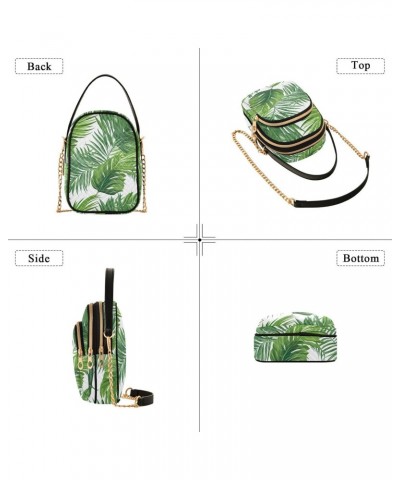 Green Leave Leaf Crossbody Bag for Women Cell Phone Purse Wallet with Removable Chain Shoulder Handbag for Travel Passport Ph...