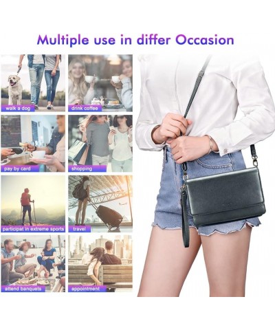 Crossbody Bag for Women Cellphone Little Purse with Credit Card Slots Lightweight Leather Wristlet Wallet Plus Size4 Iron Gra...