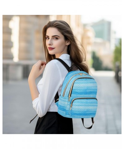 Blue Wood Panel Texture Backpack Purse for Women Anti-theft Small Fashion Travel Backpack with Double Zipper Weekend Bag,M Me...