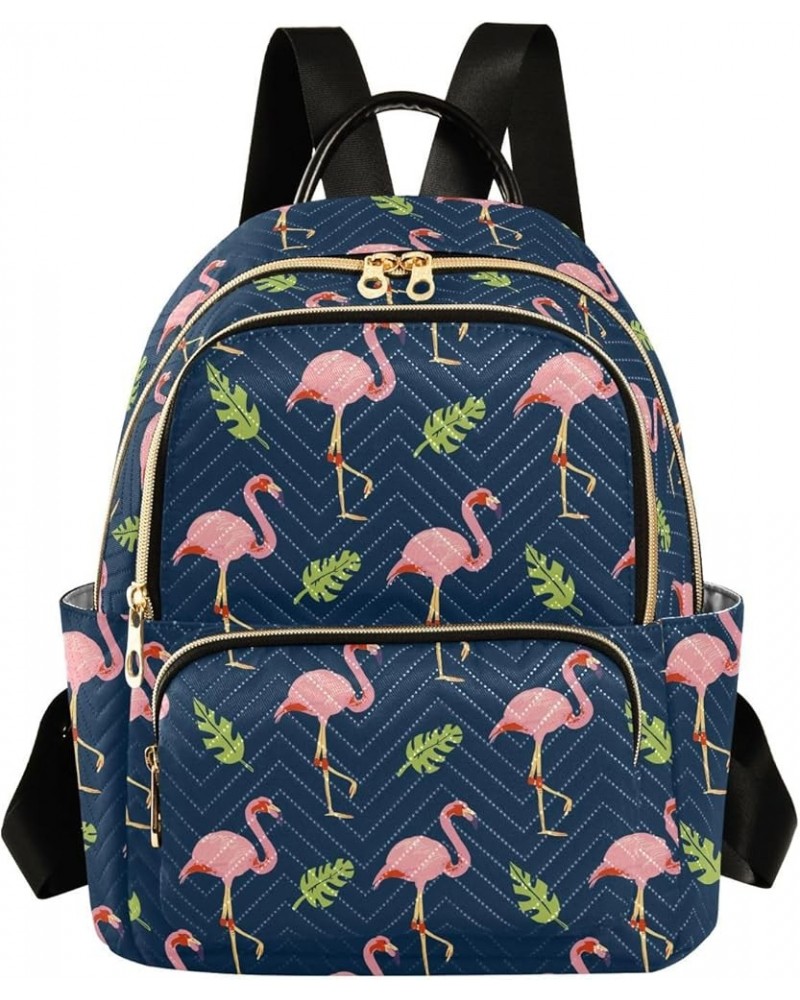 Blue Flamingo Quilted Backpack for Women Shoulder Bags Purses Travel Bag for Nurse Daily Work M Medium $14.88 Backpacks