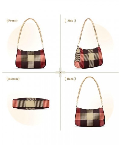 Shoulder Bags for Women, Geometric Plaid Hobo Tote Handbag, Retro Chain Bag Purse with Zipper Color02 $12.60 Shoulder Bags