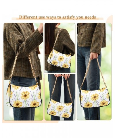 Lavender Sunflower Shoulder Bag for Women Crescent Bag Clutch Purses with Zipper Closure for Travel Gift Chain Bag $13.80 Sho...