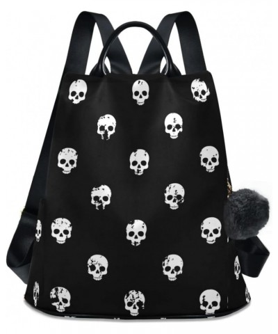 White Skull Women Backpack Purse Anti-theft Lightweight Shoulder Bag $17.60 Backpacks