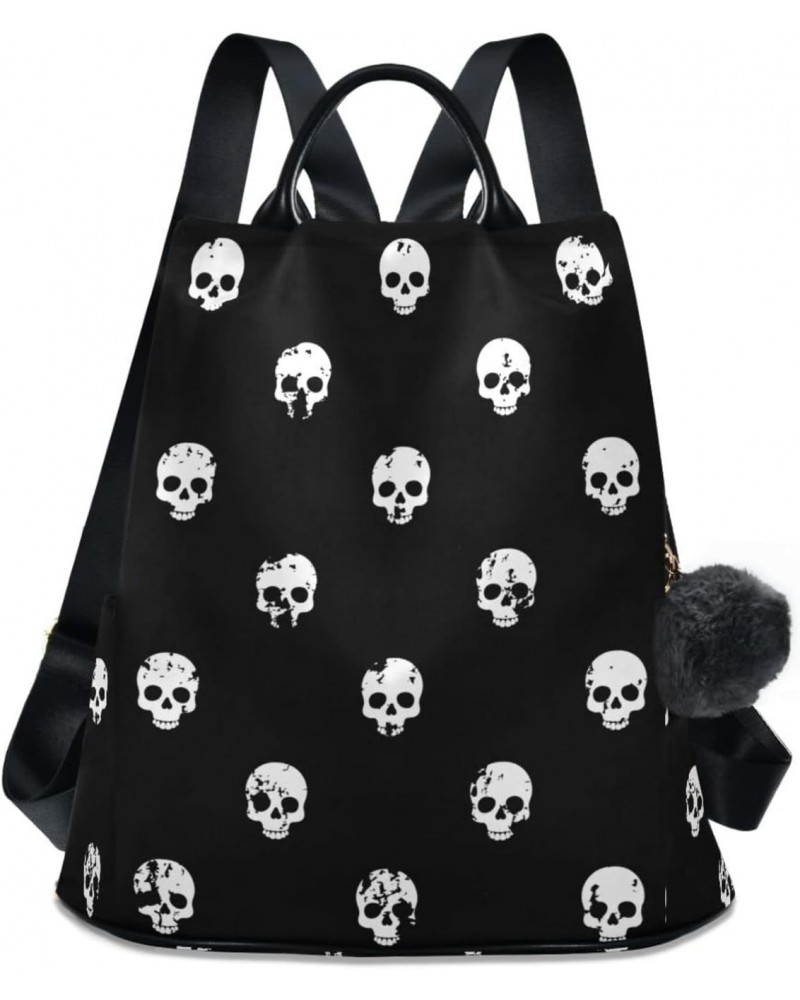 White Skull Women Backpack Purse Anti-theft Lightweight Shoulder Bag $17.60 Backpacks