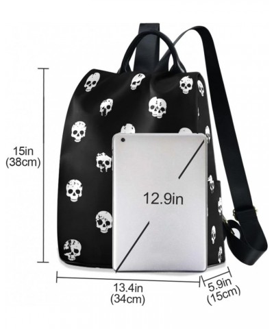 White Skull Women Backpack Purse Anti-theft Lightweight Shoulder Bag $17.60 Backpacks