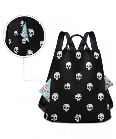 White Skull Women Backpack Purse Anti-theft Lightweight Shoulder Bag $17.60 Backpacks