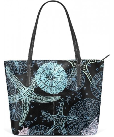 Handbags for Women Tote Bags with 11.08"(L) x 3.54"(W) x 11.02"(W) - Yellow Blue Starfish Starfish Conch Coral Blue $24.93 Totes