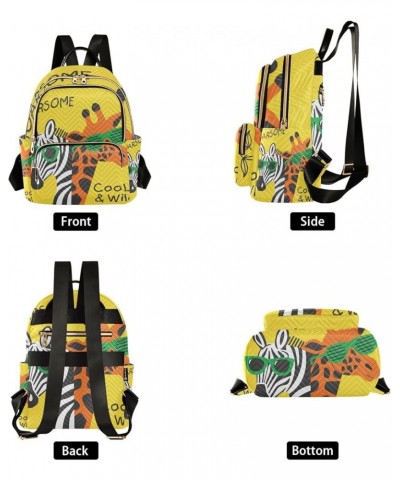 Giraffe Zebra Wearing Glasses Fashion Travel Backpack for Women Multi Pockets Lightweight Purse for Women-M Multicolor Medium...