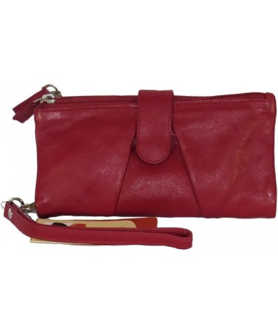 Women Soft Genuine Leather Organizer Wristlet Wallet 2836 Red $16.80 Wallets