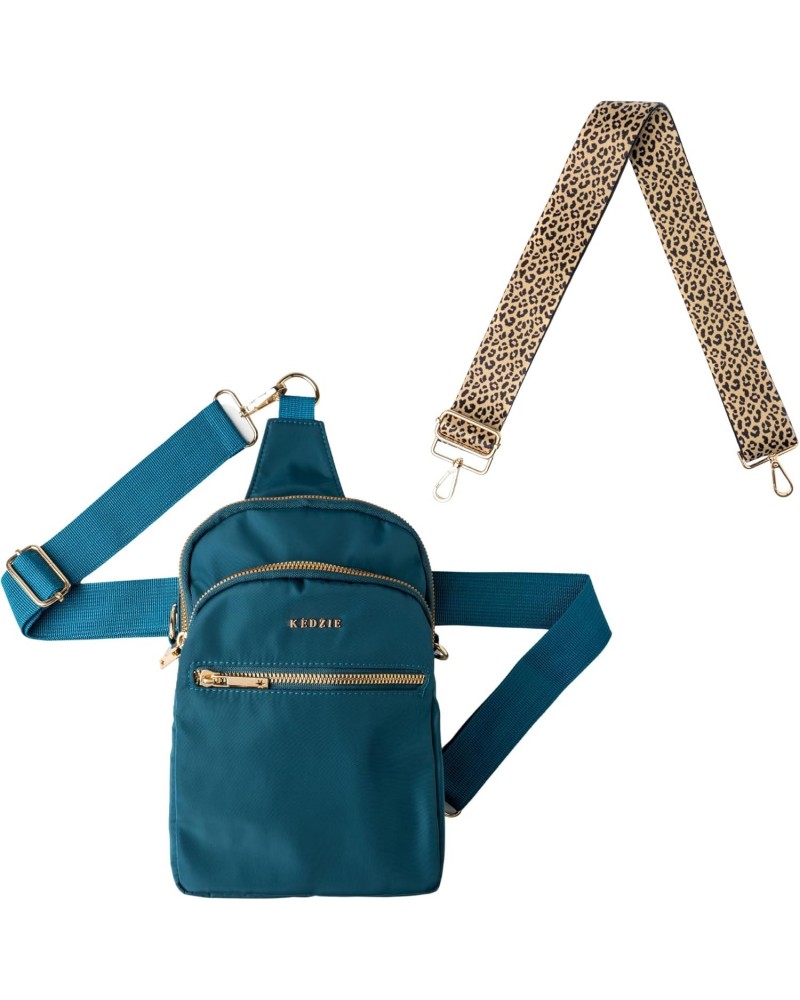 Roundtrip Convertible Sling Crossbody Bag (Teal V2) & Interchangeable 2-Inch Bag Strap (Just Kitten V2) $39.22 Crossbody Bags