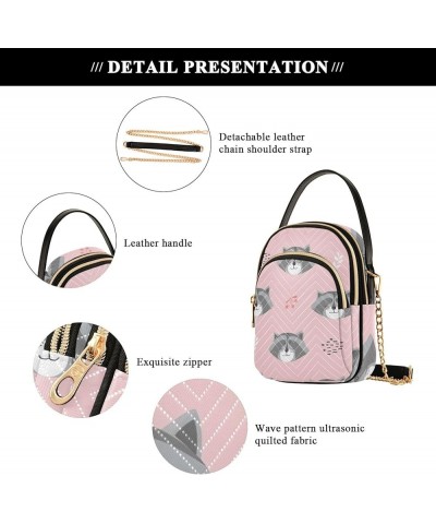 Flamingo Pineapple Lemons Small Cell Phone Bag Leather Quilted Purses for Women Tote Women's Shoulder Handbag Pink Raccoon Ca...