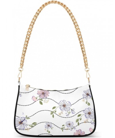 Flowers Shoulder Bag for Women Crescent Bag Shoulder Handbag with Zipper Closure for Travel Party Purse $14.10 Shoulder Bags