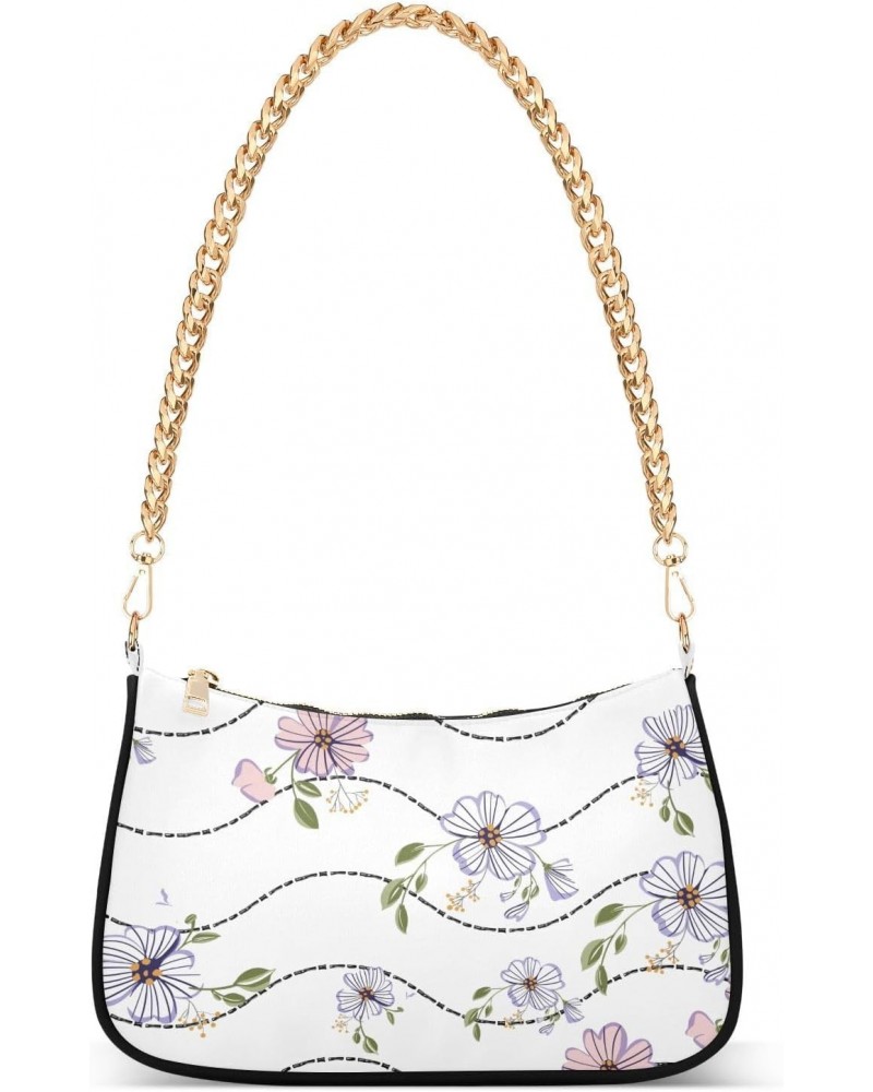 Flowers Shoulder Bag for Women Crescent Bag Shoulder Handbag with Zipper Closure for Travel Party Purse $14.10 Shoulder Bags