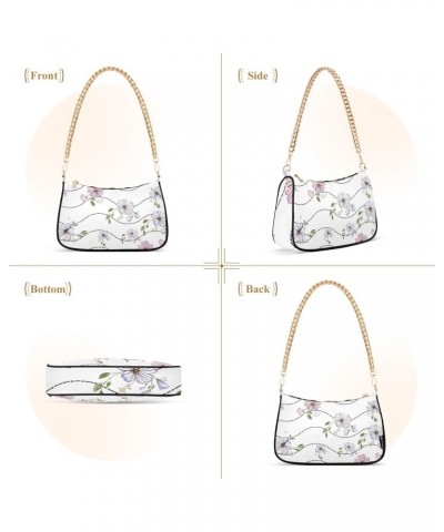 Flowers Shoulder Bag for Women Crescent Bag Shoulder Handbag with Zipper Closure for Travel Party Purse $14.10 Shoulder Bags