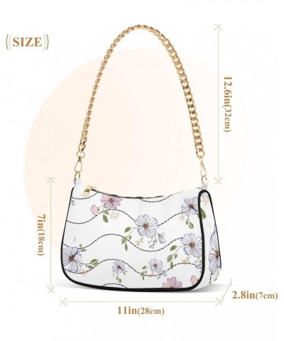 Flowers Shoulder Bag for Women Crescent Bag Shoulder Handbag with Zipper Closure for Travel Party Purse $14.10 Shoulder Bags