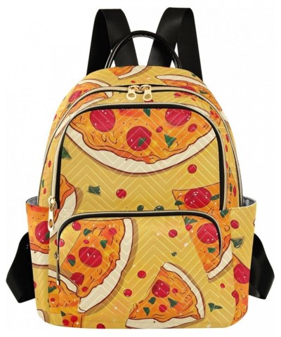 Deer Skull on Blue Space Quilted Backpack Ladies Backpack Anti Theft Backpack Pizza Pattern 3 Small $15.39 Backpacks