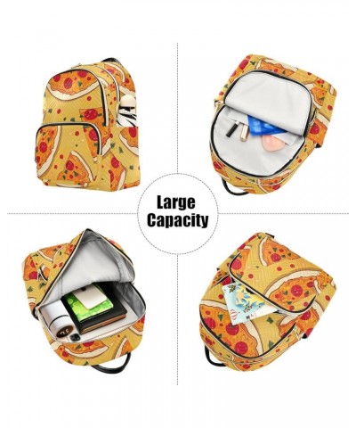 Deer Skull on Blue Space Quilted Backpack Ladies Backpack Anti Theft Backpack Pizza Pattern 3 Small $15.39 Backpacks