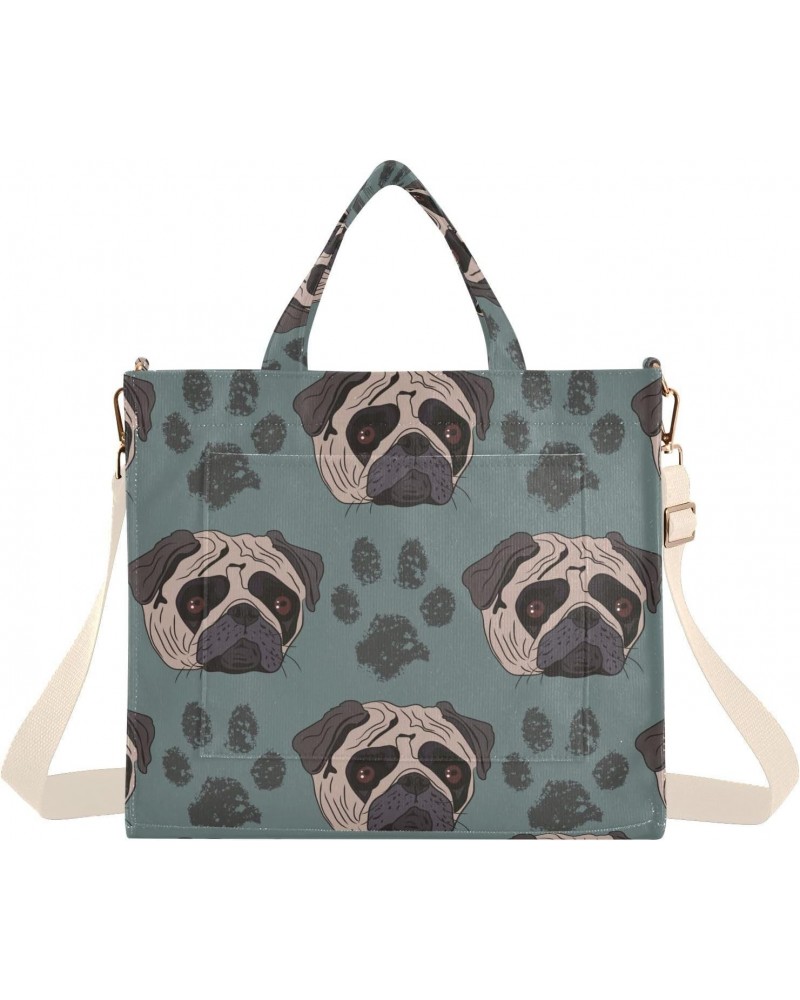 Dog Print Corduroy Tote Bag Cross Body Bag for Women Casual with Magnetic Clasp $15.68 Totes