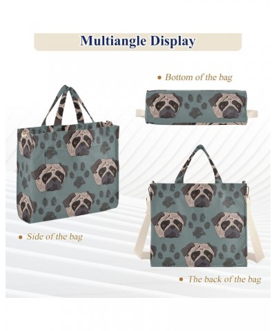 Dog Print Corduroy Tote Bag Cross Body Bag for Women Casual with Magnetic Clasp $15.68 Totes