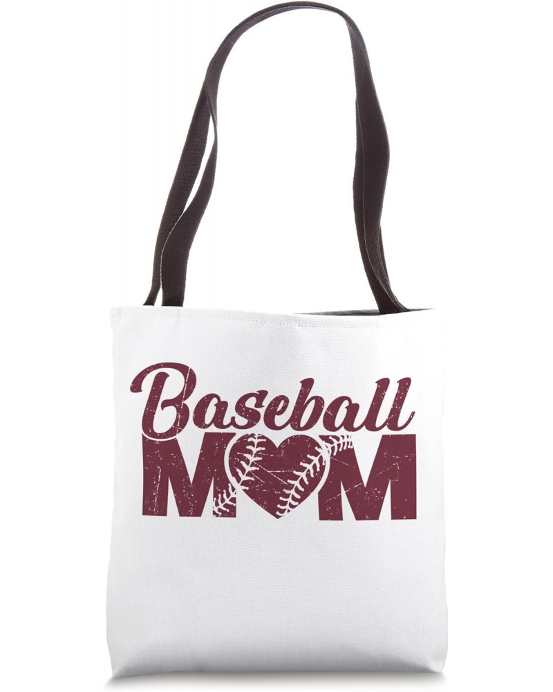 Baseball Mom Funny Vintage Heart Present For Baseball Mama Tote Bag $10.08 Totes