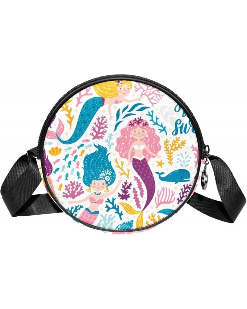 Janpanese Sushi Pattern Crossbody Bag for Women Teen Girls Round Canvas Shoulder Bag Purse Tote Handbag Bag Multi17 $10.70 Totes