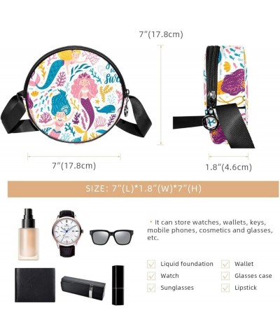 Janpanese Sushi Pattern Crossbody Bag for Women Teen Girls Round Canvas Shoulder Bag Purse Tote Handbag Bag Multi17 $10.70 Totes