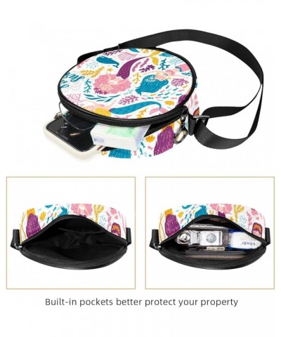 Janpanese Sushi Pattern Crossbody Bag for Women Teen Girls Round Canvas Shoulder Bag Purse Tote Handbag Bag Multi17 $10.70 Totes