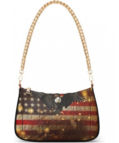 Shoulder Bags for Women Bald Eagle Flying with American Flag Hobo Tote Handbag Small Clutch Purse with Zipper Closure $17.66 ...