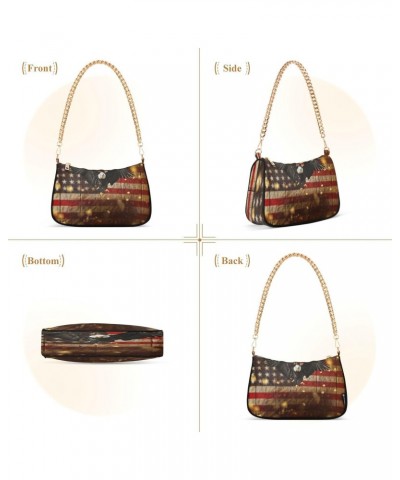 Shoulder Bags for Women Bald Eagle Flying with American Flag Hobo Tote Handbag Small Clutch Purse with Zipper Closure $17.66 ...