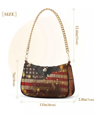 Shoulder Bags for Women Bald Eagle Flying with American Flag Hobo Tote Handbag Small Clutch Purse with Zipper Closure $17.66 ...