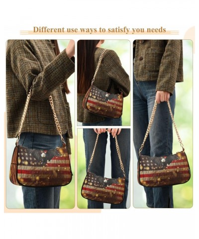 Shoulder Bags for Women Bald Eagle Flying with American Flag Hobo Tote Handbag Small Clutch Purse with Zipper Closure $17.66 ...