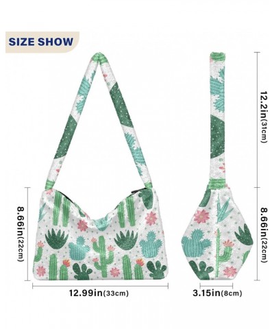 Cactus Furry Tote Bag for Women Crossbody Bag Shoulder Handbags Puffer Bag with Zipper for Women Work $9.87 Totes