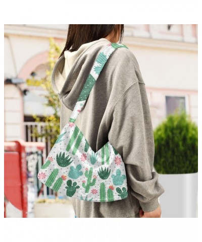 Cactus Furry Tote Bag for Women Crossbody Bag Shoulder Handbags Puffer Bag with Zipper for Women Work $9.87 Totes