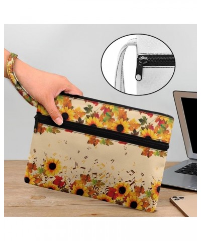 Women's Wristlet Handbags Ladies Clutch Wallet with Protable Rope Coin Purse Pouch Change Wallet for Women Fall Sunflower Mus...