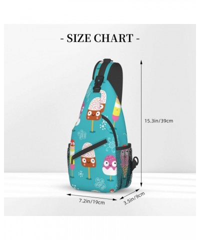 Ice Creams Sling Bag Crossbody Backpack Hiking Daypack Shoulder Bag Chest Bag for Hiking Walking Travel $14.20 Crossbody Bags