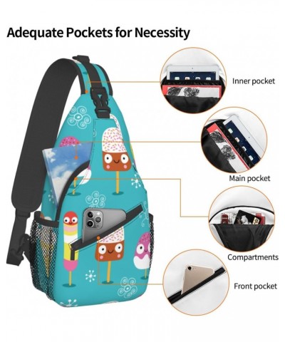 Ice Creams Sling Bag Crossbody Backpack Hiking Daypack Shoulder Bag Chest Bag for Hiking Walking Travel $14.20 Crossbody Bags