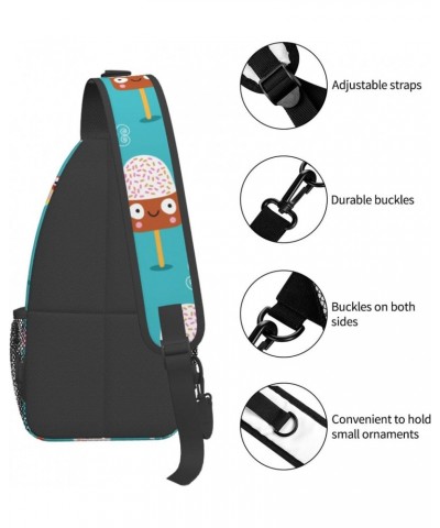 Ice Creams Sling Bag Crossbody Backpack Hiking Daypack Shoulder Bag Chest Bag for Hiking Walking Travel $14.20 Crossbody Bags