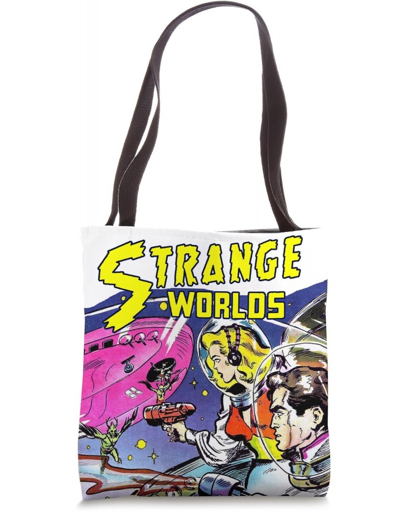 Strange Worlds Vintage Si-Fi Comic Book Art Tote Bag $12.26 Totes