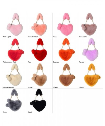 Furry Purse for Girls Heart Shaped Fluffy Faux Fur Handbag for Women Soft Small Shoulder Bag Clutch Purse Pink Dark $12.97 Sh...