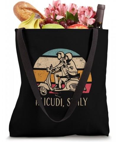 Alicudi Sicily Sicilia Vintage Scooter Retro Sunset Design Tote Bag $10.78 Totes